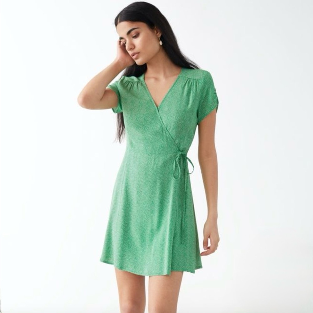 & Other Stories Micro Floral Wrap Mini Dress